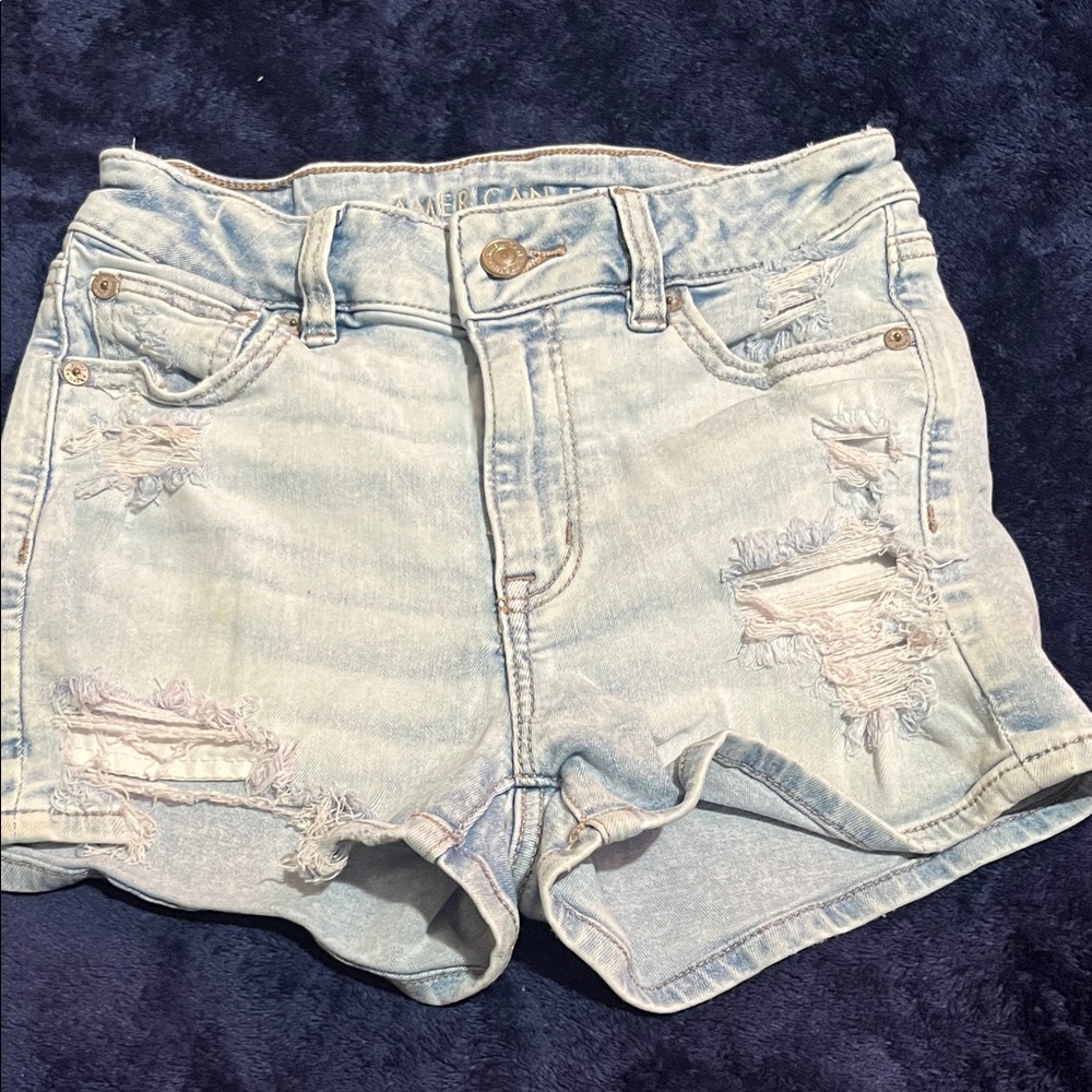 American Eagle Outfitters Light Wash Distressed Jean Shorts